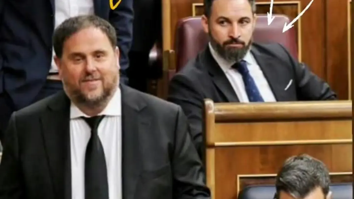 Vox se mofa de Oriol Junqueras y Pedro Sánchez con esta foto de su estreno en el congreso Vox se mofa de Oriol Junqueras y Pedro Sánchez con esta foto de su estreno en el congreso