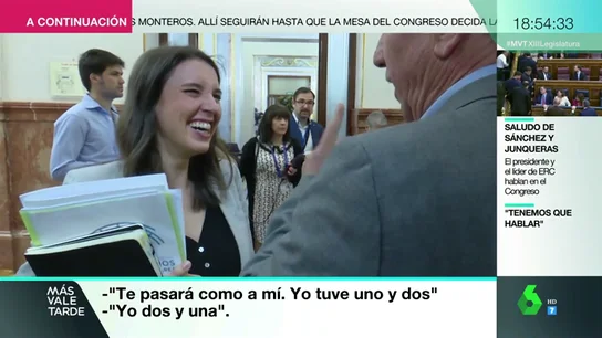 La divertida conversación de Joan Baldoví e Irene Montero sobre su embarazo: "Si te parece he cogido unos kilitos" La divertida conversación de Joan Baldoví e Irene Montero sobre su embarazo: "Si te parece he cogido unos kilitos"
