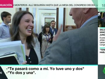 La divertida conversación de Joan Baldoví e Irene Montero sobre su embarazo: "Si te parece he cogido unos kilitos" La divertida conversación de Joan Baldoví e Irene Montero sobre su embarazo: "Si te parece he cogido unos kilitos"