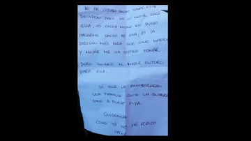 Carta de la madre que abandonó a su bebé en Murcia