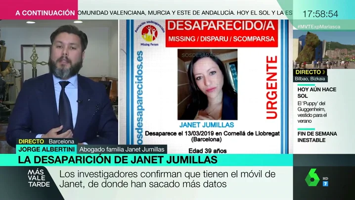  El abogado de la familia de Janet Jumillas: "El cuerpo encontrado presenta un corte trasversal en el cuello y un golpe en la cabeza"