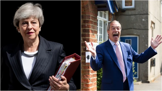 La primera ministra Theresa May y el líder del Partido del Brexit, Nigel Farage La primera ministra Theresa May y el líder del Partido del Brexit, Nigel Farage