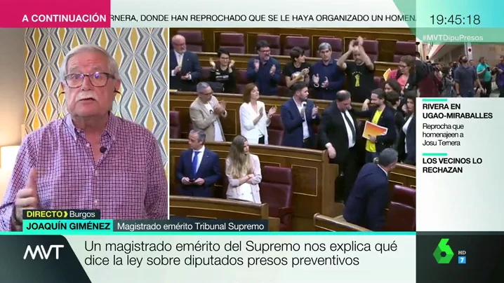 Magistrado emérito del Tribunal Supremo, sobre los políticos encarcelados: "Sí o sí van a ser suspendidos mientras estén en prisión" Magistrado emérito del Tribunal Supremo, sobre los políticos encarcelados: "Sí o sí van a ser suspendidos mientras estén en prisión"