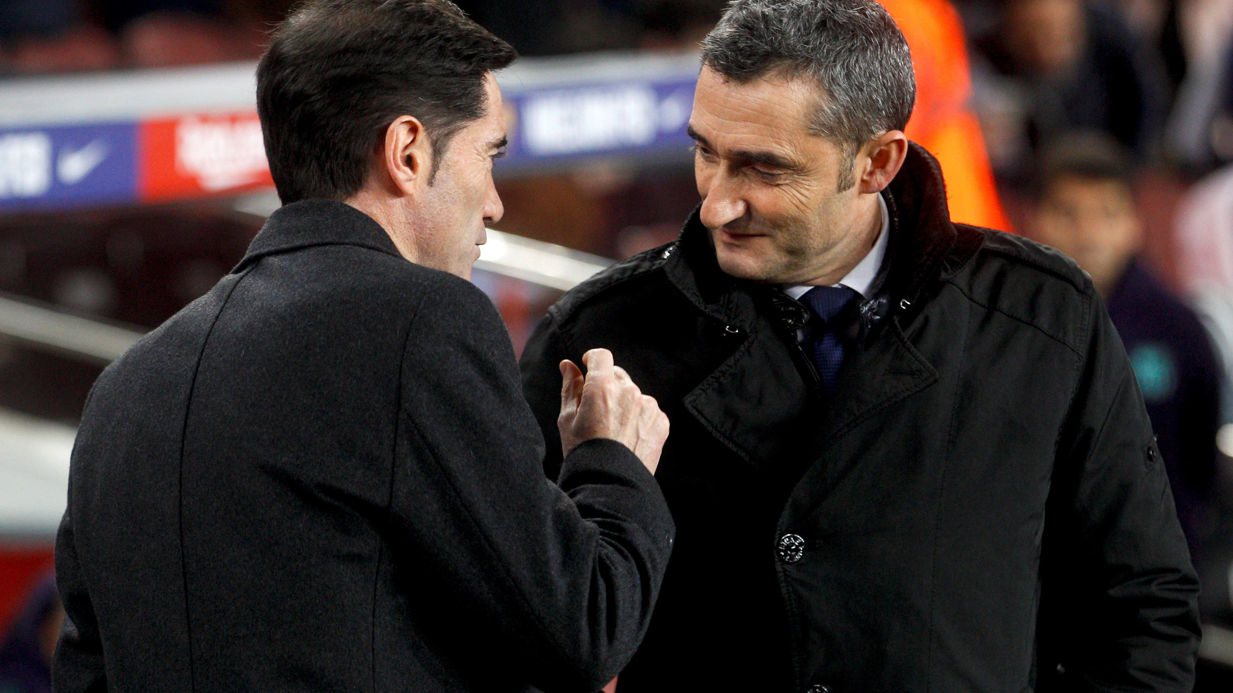 Marcelino y Valverde se saludan