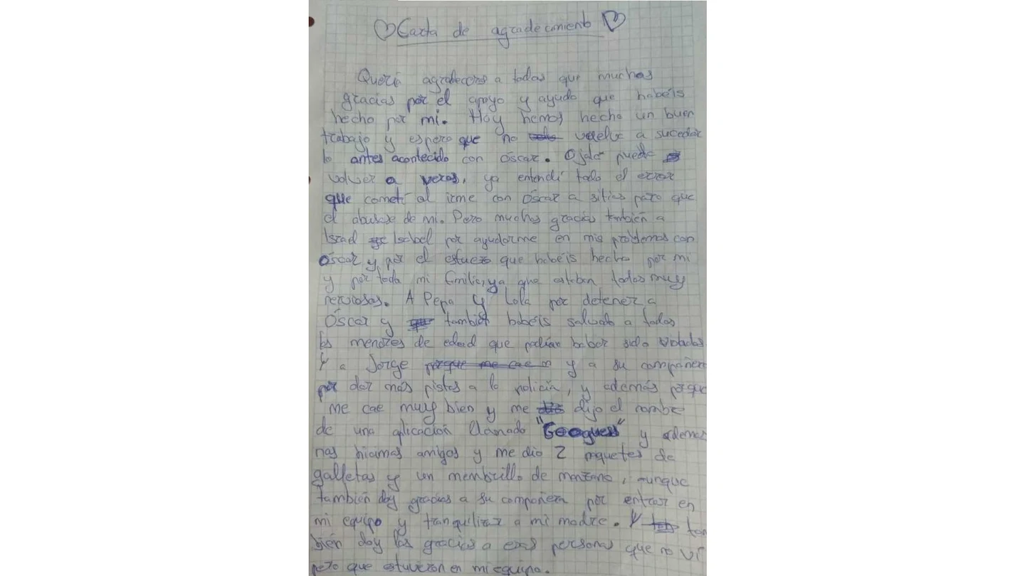 Carta de agradecimiento a la Policía de un menor con Asperger Carta de agradecimiento a la Policía de un menor con Asperger