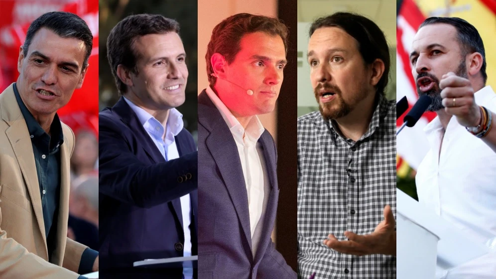 Sánchez, Casado Rivera, Iglesias y Abascal