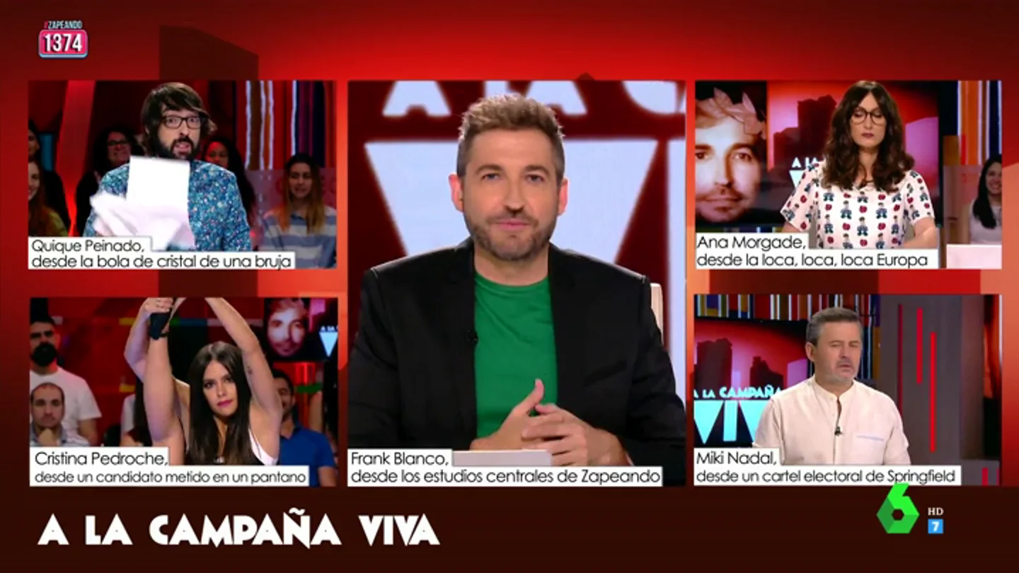 La postura imposible de Pedroche en la mesa de Zapeando La postura imposible de Pedroche en la mesa de Zapeando