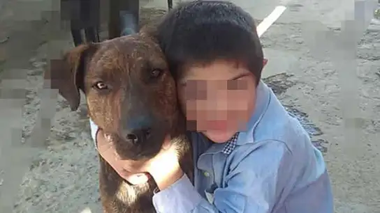 El perro Fido con el pequeño Martín El perro Fido con el pequeño Martín