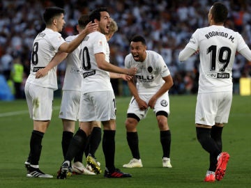 El Valencia celebra un gol El Valencia celebra un gol