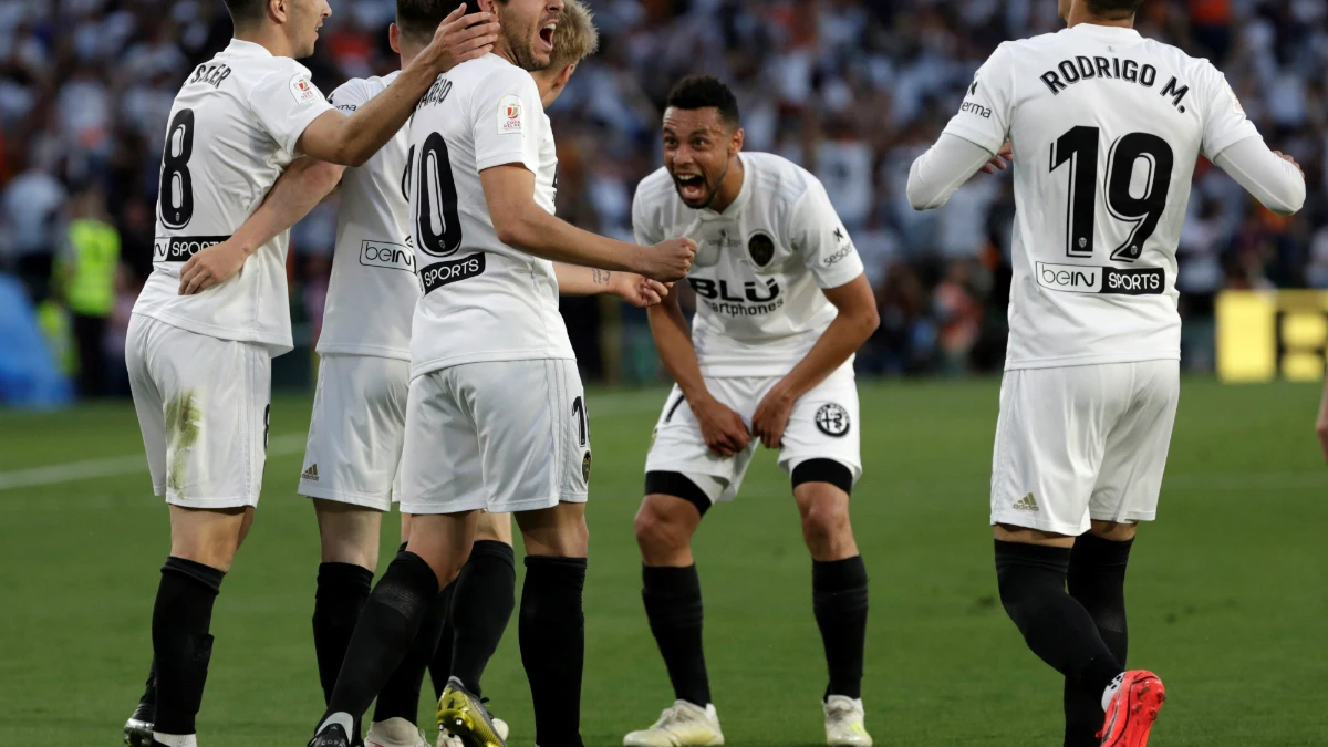 El Valencia celebra un gol