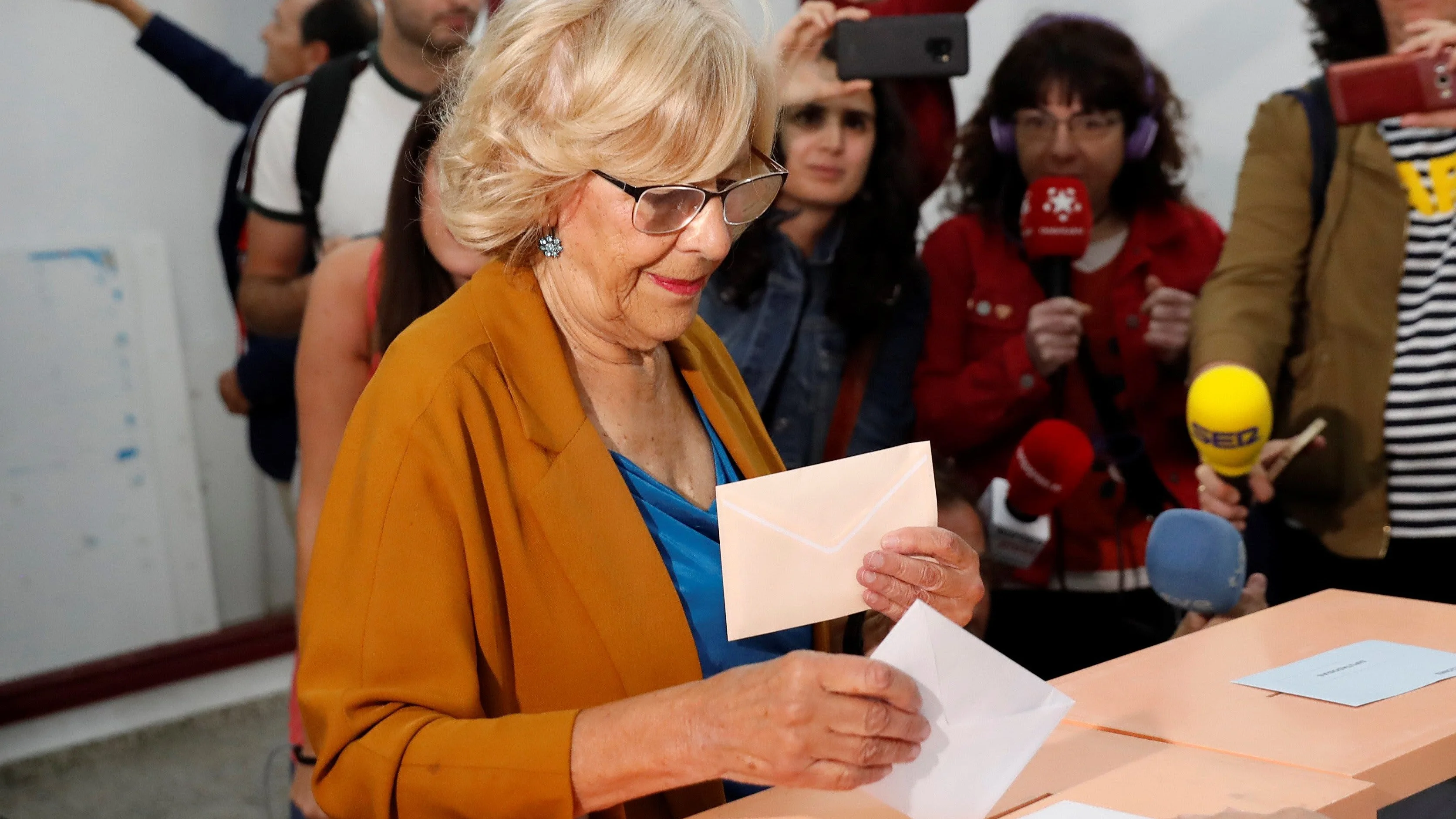 La alcaldesa de Madrid y aspirante a la reelección de Más Madrid, Manuela Carmena