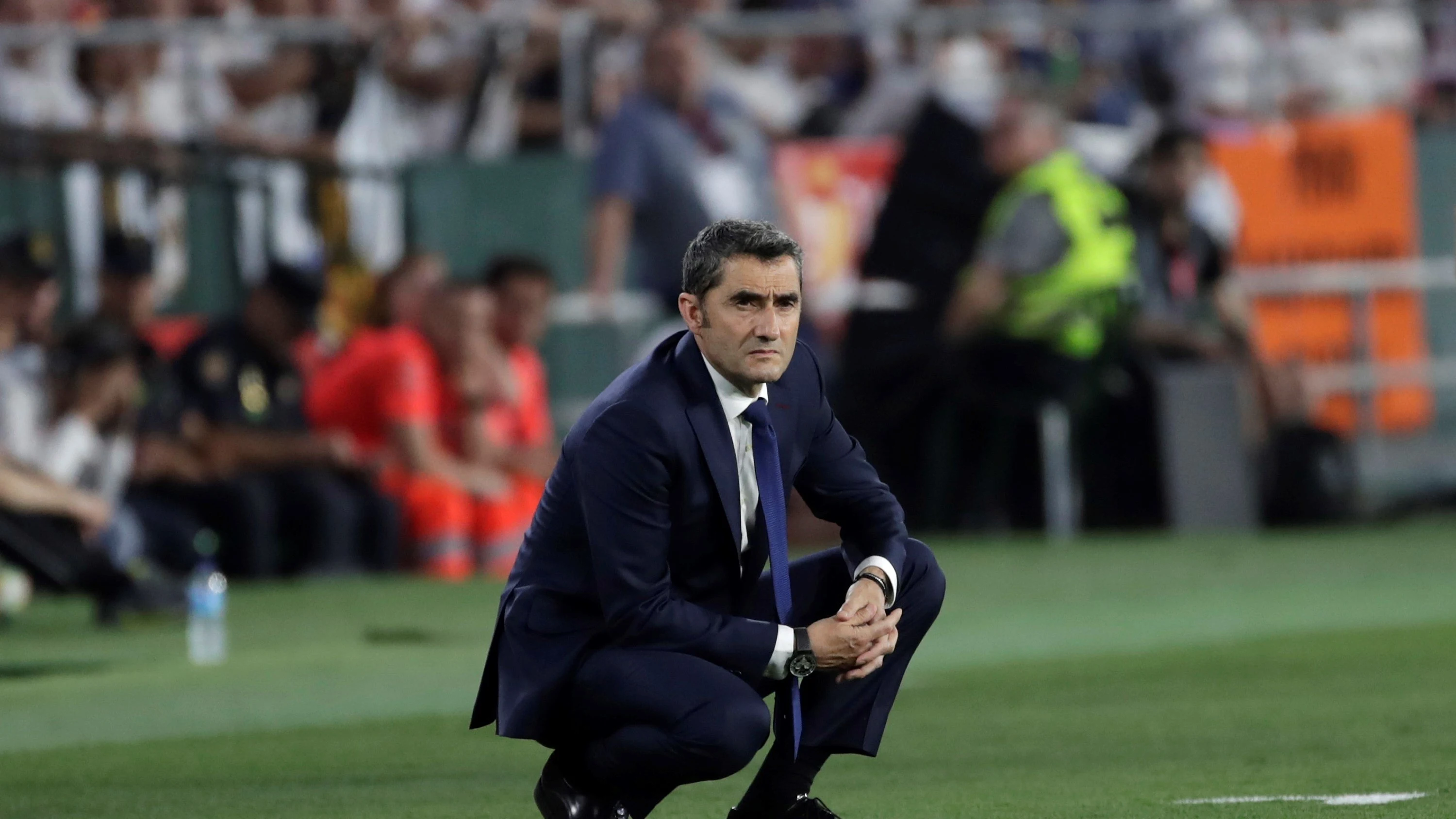 Ernesto Valverde, en la banda del Villamarín