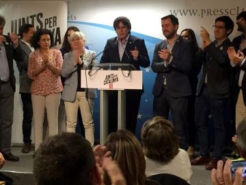 El cabeza de lista de JxCat al Parlamento Europeo, Carles Puigdemont, valora los resultados obtenidos en las elecciones