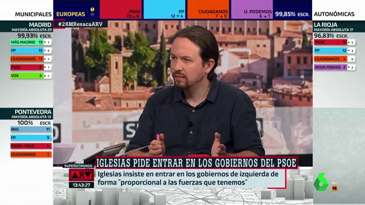 Pablo Iglesias: "Sumando los votos de Madrid en Pie con Mas Madrid y PSOE no hubiera sido suficiente para frenar a la derecha"