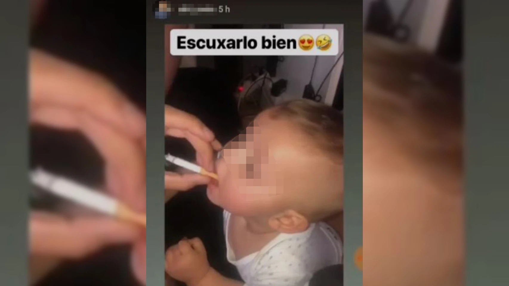 Captura del vídeo en el que se ve al pequeño fumando