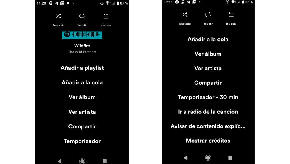 El temporizador por activar y a la derecha ya activado