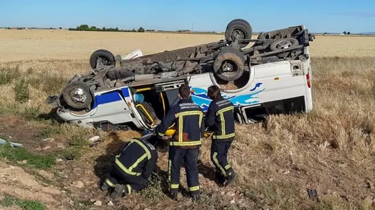 El autobús accidentado en Daimiel El autobús accidentado en Daimiel