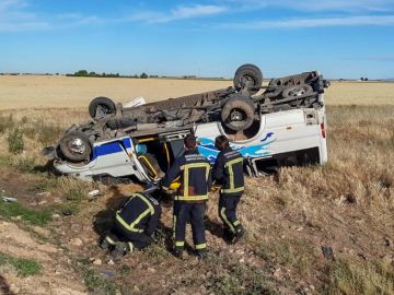 El autobús accidentado en Daimiel El autobús accidentado en Daimiel