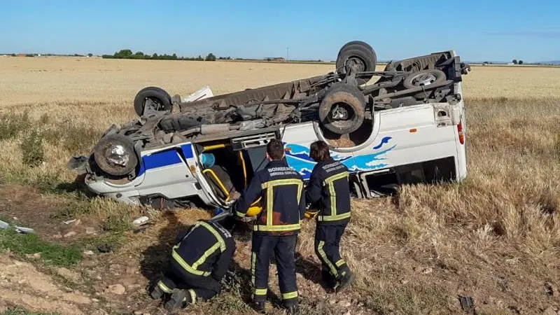 El autobús accidentado en Daimiel