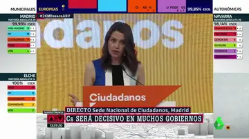 La número dos de Ciudadanos, Inés Arrimadas, analiza los resultados electorales.