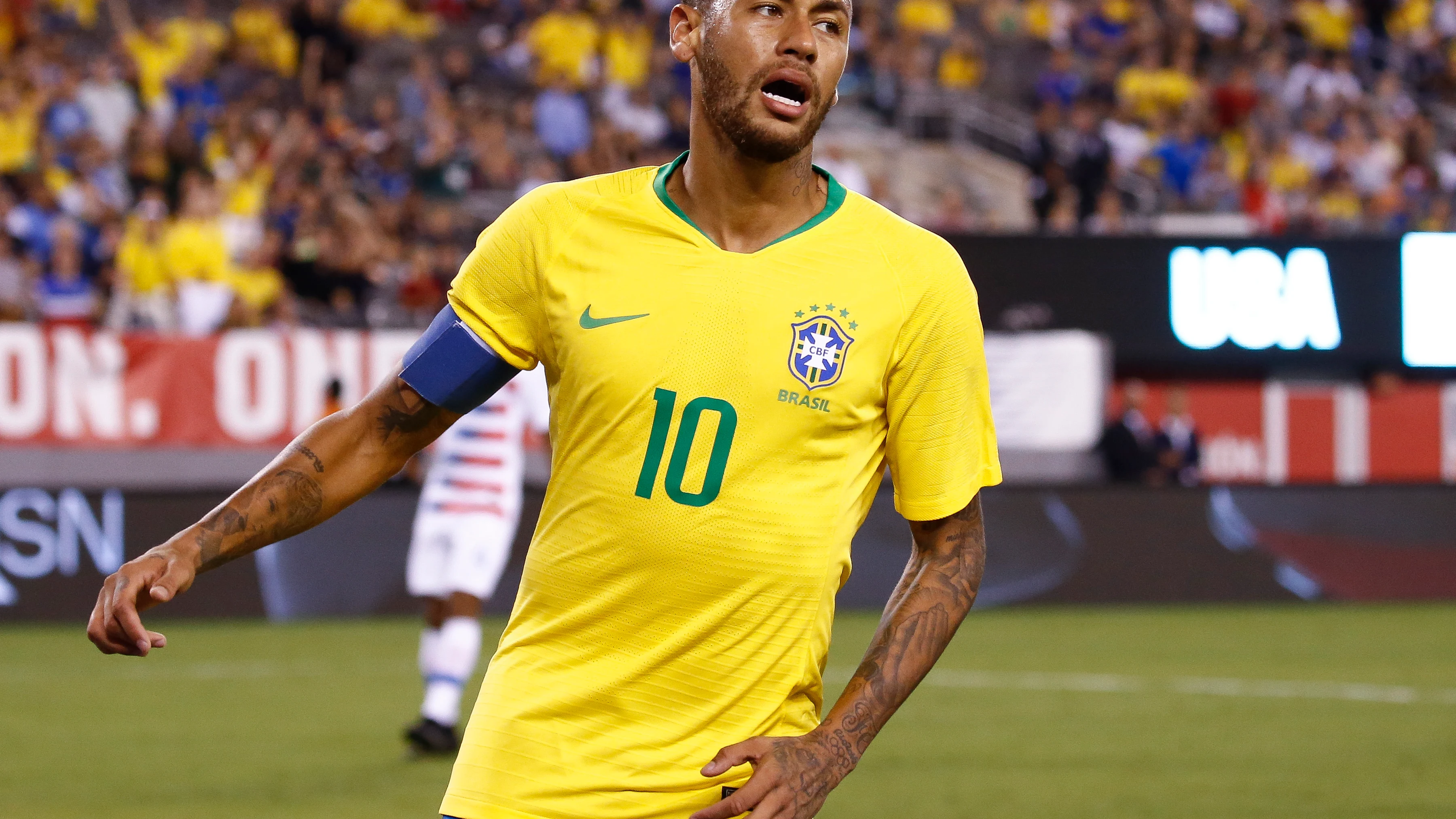 Neymar, durante un partido con Brasil