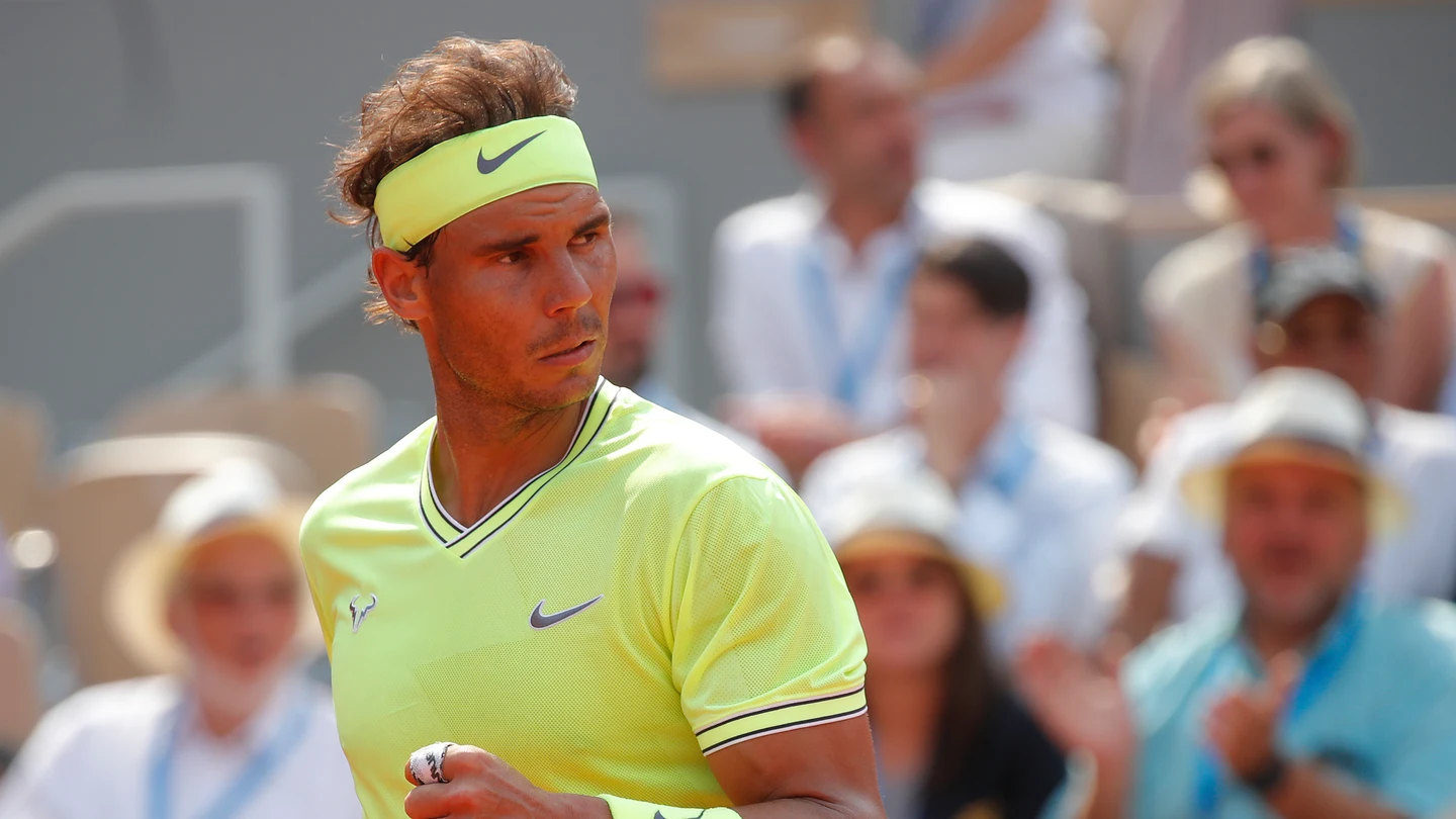 Rafa Nadal celebra un punto contra Nishikori Rafa Nadal celebra un punto contra Nishikori