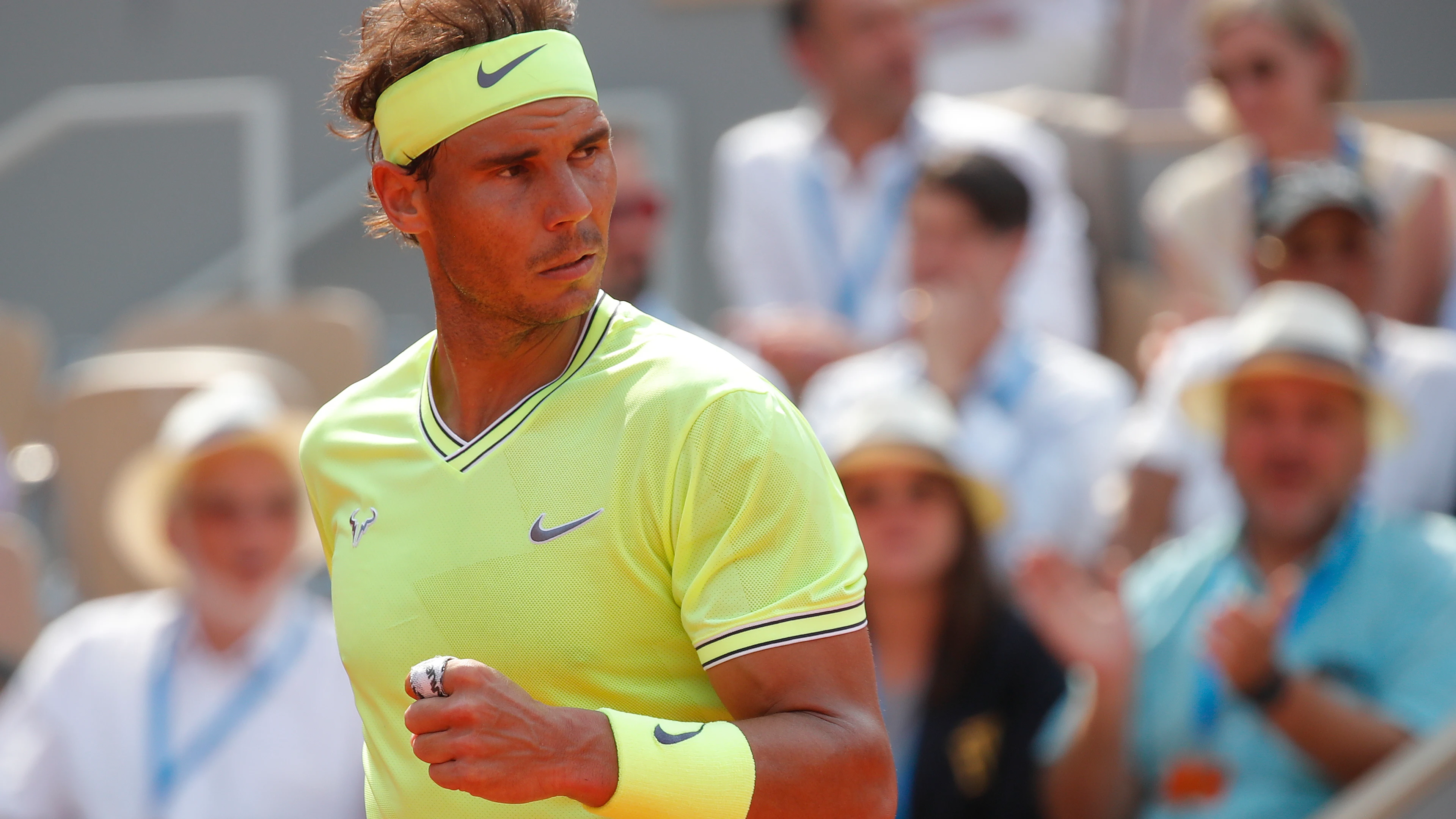 Rafa Nadal celebra un punto contra Nishikori