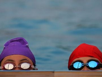Niñas en una piscina Niñas en una piscina