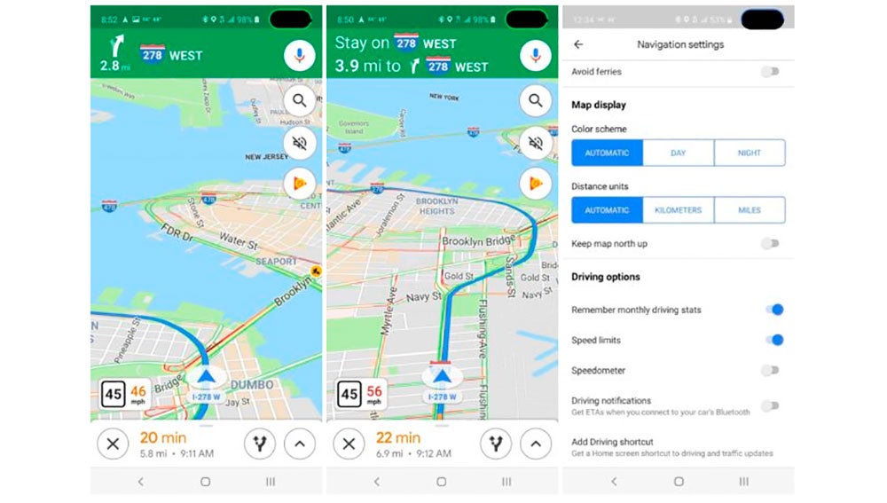 Los límites de velocidad en Google Maps