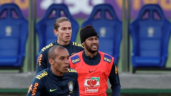 Neymar, en un entrenamiento de Brasil Neymar, en un entrenamiento de Brasil