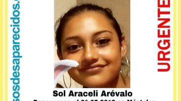Sol Araceli, desaparecida en Madrid