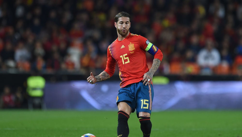 Sergio Ramos, en un partido con la selección española