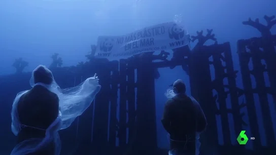 La ONG 'WWF' protesta así contra la presencia excesiva de plásticos en los océanos La ONG 'WWF' protesta así contra la presencia excesiva de plásticos en los océanos