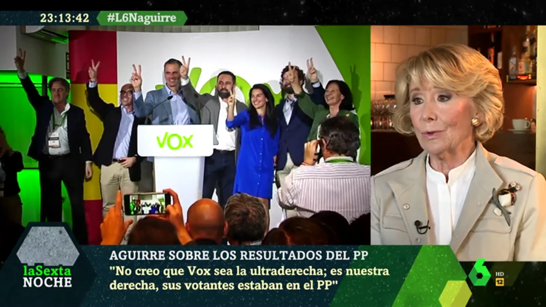 Esperanza Aguirre: "Yo no creo que Vox sea ultraderecha, es nuestra derecha"