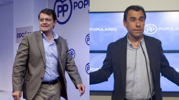 El presidente del PP en Castilla y León, Alfonso Fernández Mañueco, y el excoordinador general del partido, Fernando Martínez Maíllo