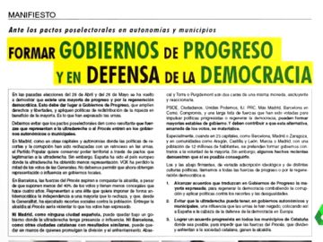 El manifiesto que pide "gobiernos de progreso" El manifiesto que pide "gobiernos de progreso"