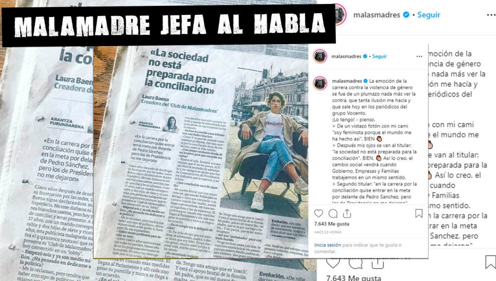 Laura Baena (Malamadre Jefa) denuncia en Instagram la publicación de una entrevista fuera de contexto.