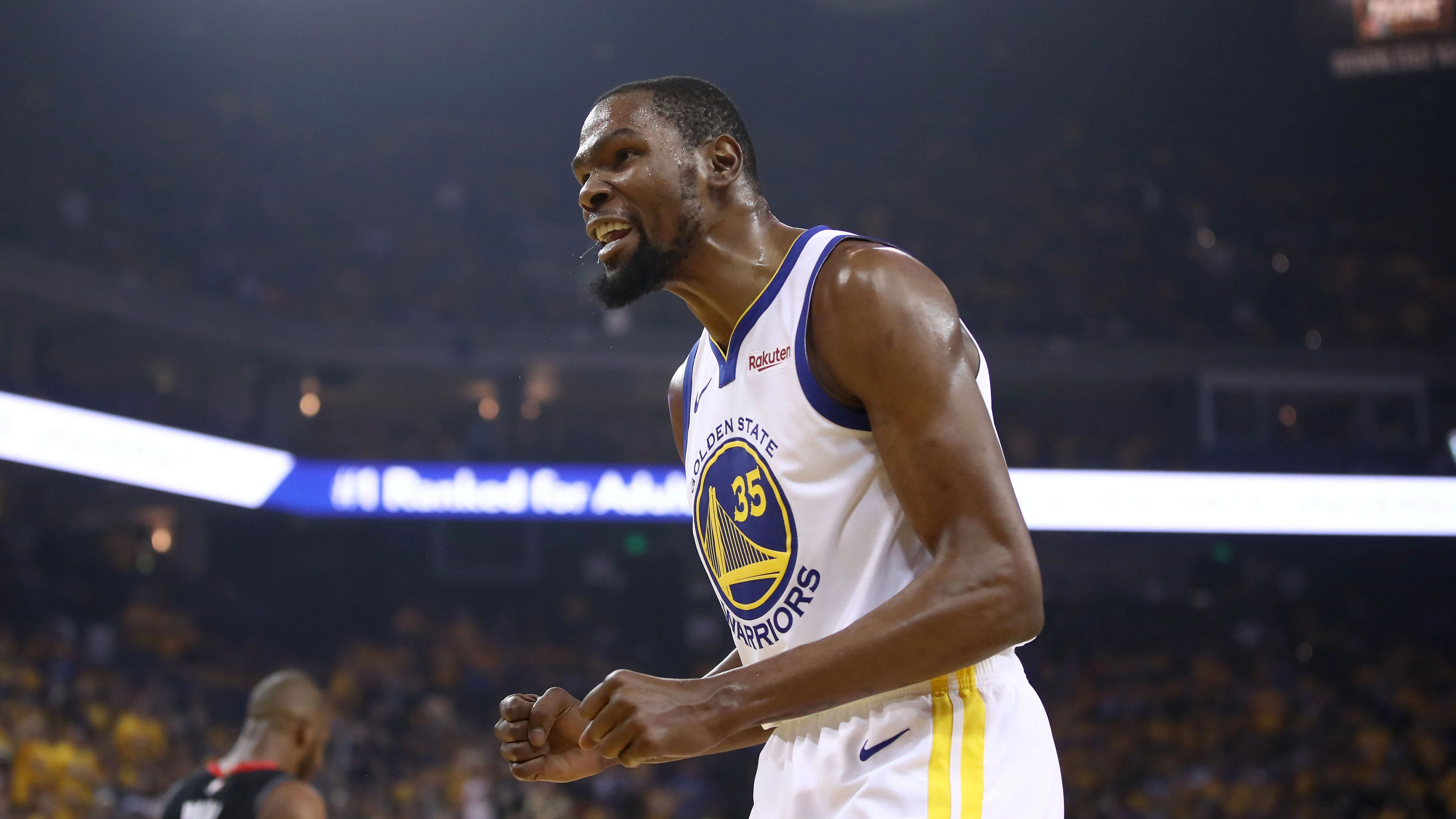 Kevin Durant, durante un partido con los Warriors