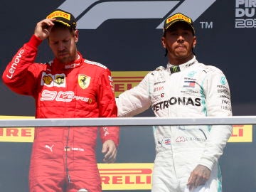 Vettel y Hamilton, en el podio del GP de Canadá Vettel y Hamilton, en el podio del GP de Canadá