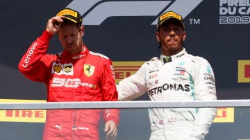 Vettel y Hamilton, en el podio del GP de Canadá