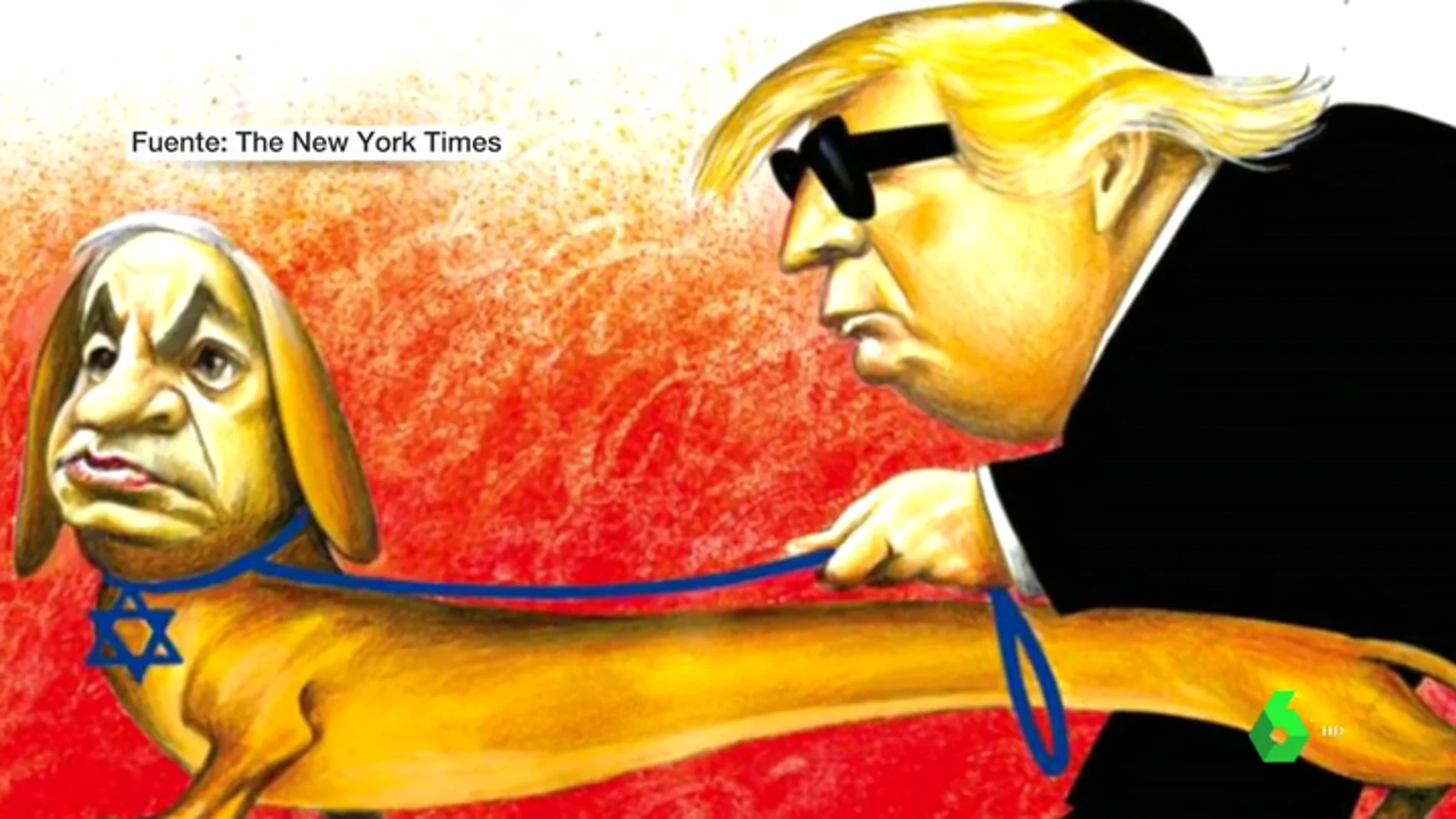 Viñeta de Donald Trump y Benjamin Netanyahu del New York Times