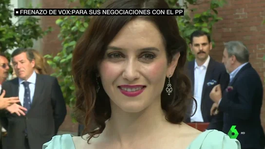 Isabel Díaz Ayuso resta importancia al frenazo de las negociaciones con Vox: "Estamos en una situación normal" Isabel Díaz Ayuso resta importancia al frenazo de las negociaciones con Vox: "Estamos en una situación normal"