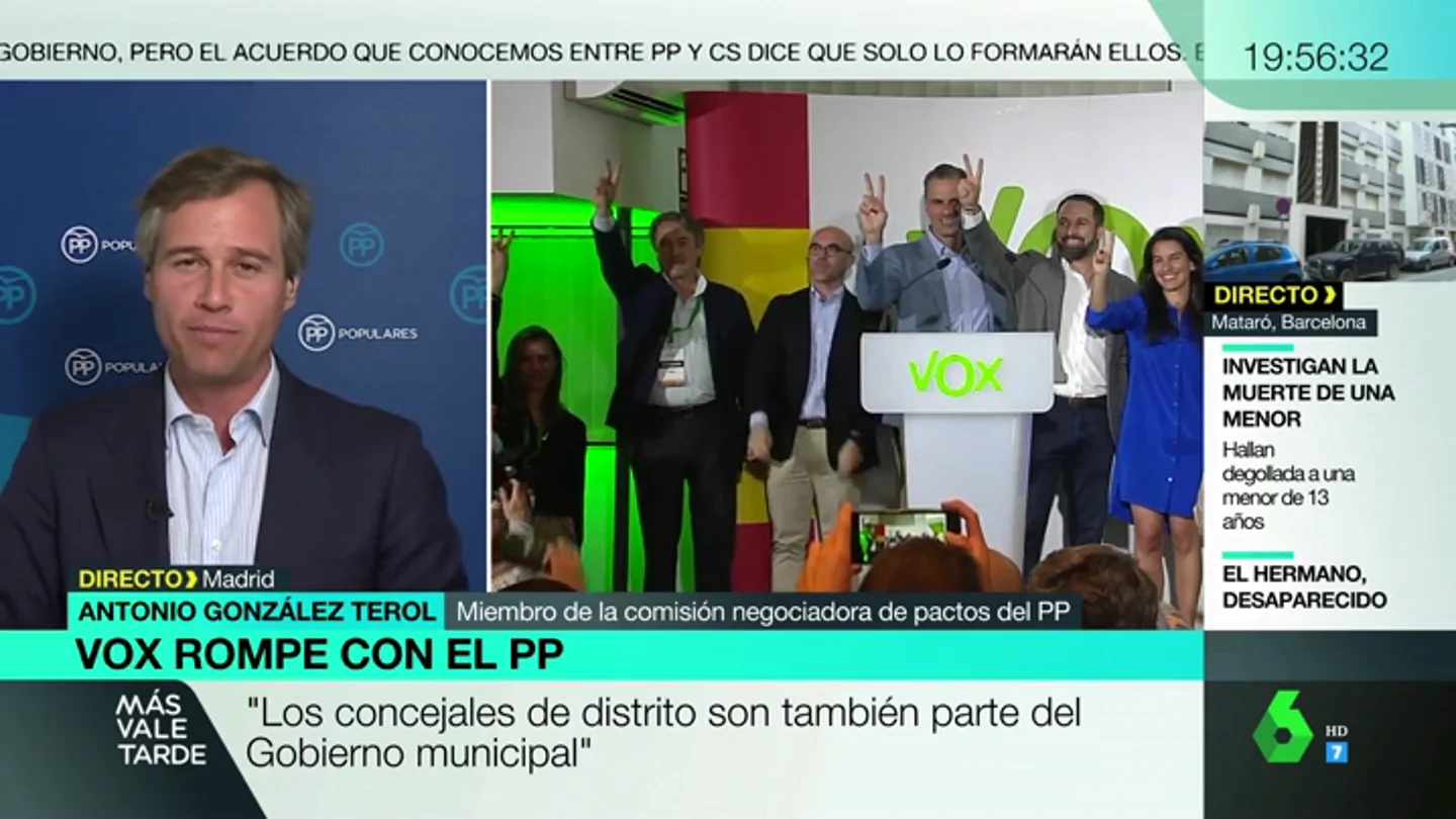González Terol (PP), sobre las negociaciones con Vox: "Alcanzamos un acuerdo programático, quedan 20 días para hablar de las sillas" González Terol (PP), sobre las negociaciones con Vox: "Alcanzamos un acuerdo programático, quedan 20 días para hablar de las sillas"