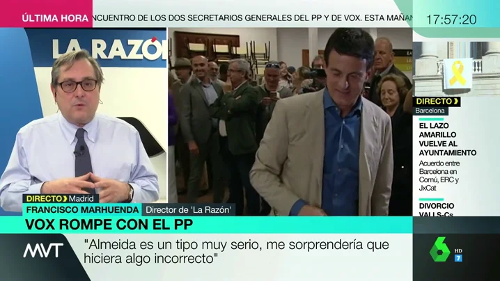 Francisco Marhuenda: "Valls es cómplice de la alcaldesa de los lazos amarillos y que habla de presos políticos"