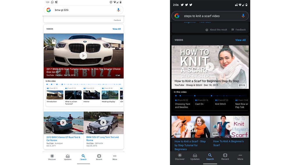 Previsualizaciones con Timeline de la app de Google