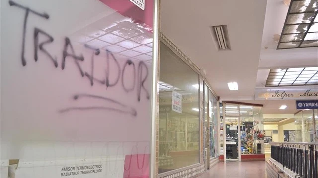 La pintada de 'traidor' contra Jácome