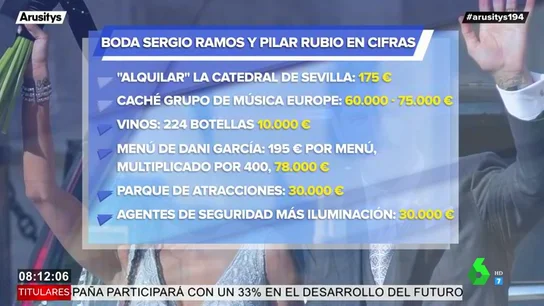 La boda de Sergio Ramos y Pilar Rubio, en cifras La boda de Sergio Ramos y Pilar Rubio, en cifras