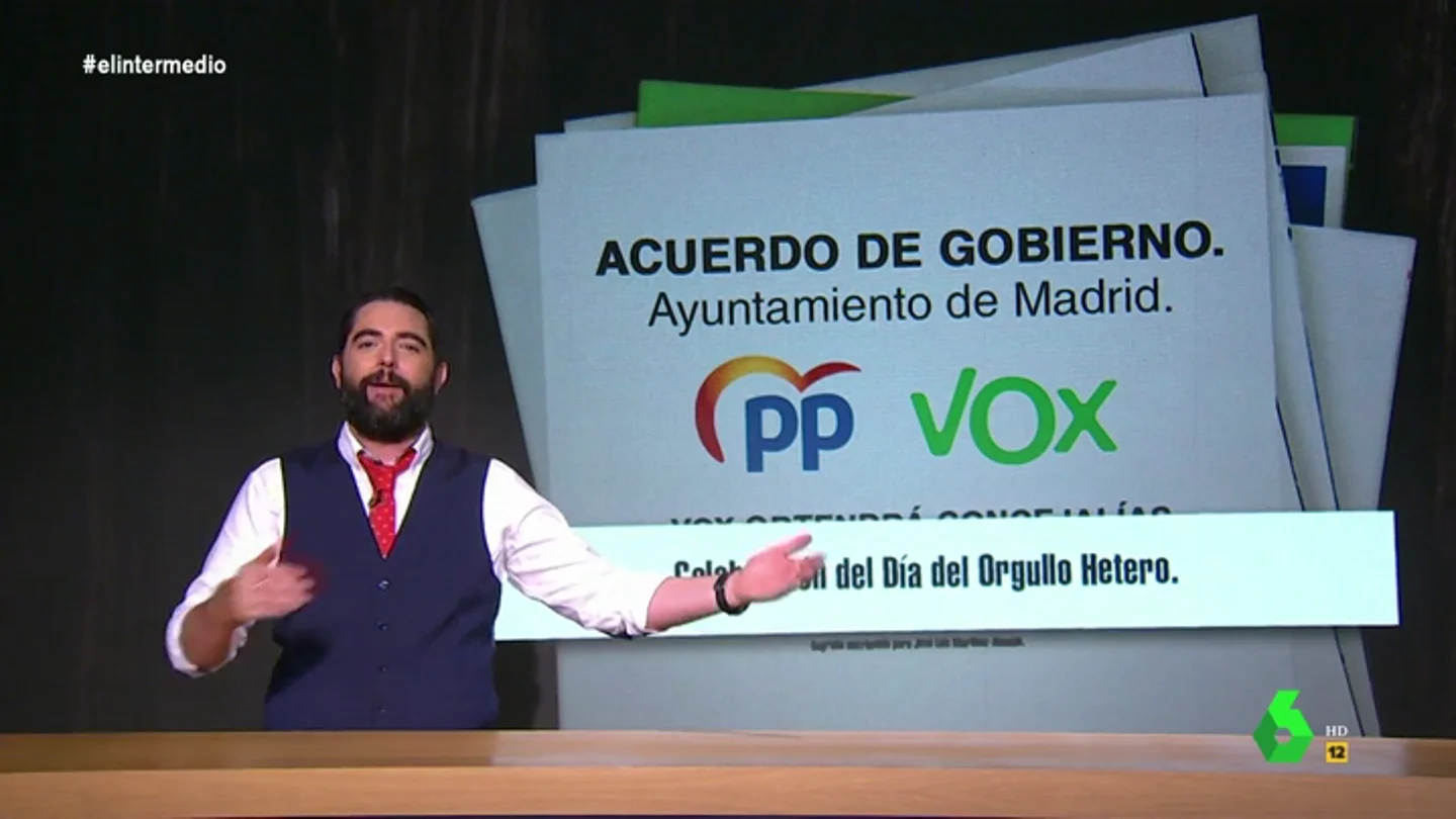 Dani Mateo 'desvela' en exclusiva los puntos más polémicos del acuerdo entre PP y Vox en Madrid Dani Mateo 'desvela' en exclusiva los puntos más polémicos del acuerdo entre PP y Vox en Madrid