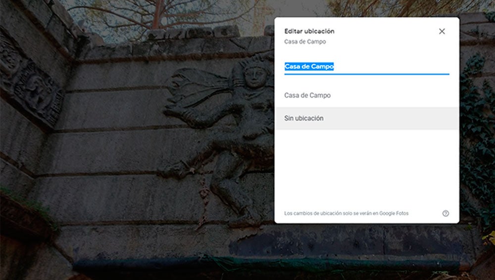 Aquí seleccinamos "Sin ubicación"