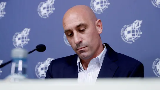 Luis Rubiales, durante la rueda de prensa en la que se ha anunciado el cese de Luis Enrique Luis Rubiales, durante la rueda de prensa en la que se ha anunciado el cese de Luis Enrique